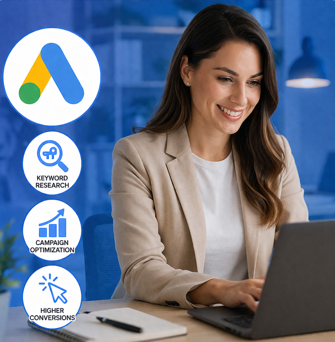 Savvy google ads woman